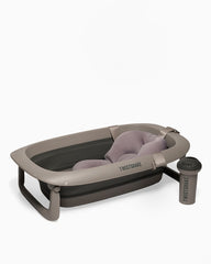 Pack baignoire avec coussin, rince cheveux et support - Gris délavé