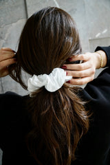 Chouchou en soie Blanc