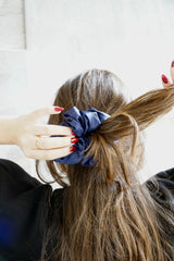 Chouchou en soie Bleu Marine