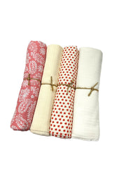 Lot de 4 Maxi langes 100cm x 100cm Fille