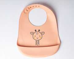 Bavoir en silicone avec poche Girafe
