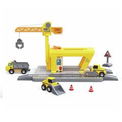 Chantier ferroviaire avec grue