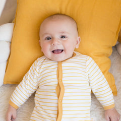 Pyjama en velours Jaune / Ecru - 6 mois