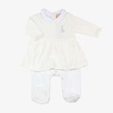 Pyjama Robe blanc en velours naissance Sophie la Girafe