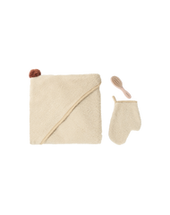 Set So Cute Baby (Cape de bain + Gant + Brosse) - Amande