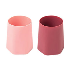 Lot de 2 tasses d'apprentissage en silicone Rose/Bourgogne