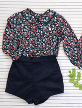 Short en velours bleu marine