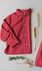 Chemise col mao bordeaux