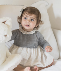 Robe petits pois gris