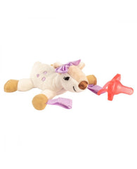 Doudou Cerf avec tétine rose une pièce silicone