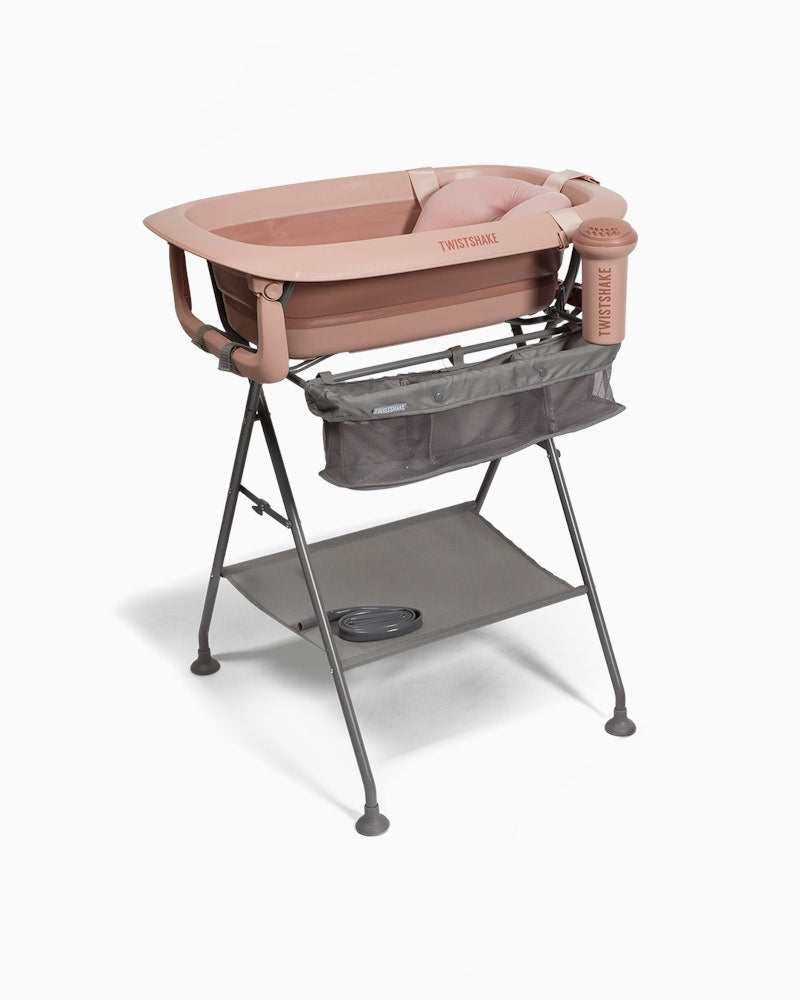 Pack baignoire avec coussin, rince cheveux et support - Rose