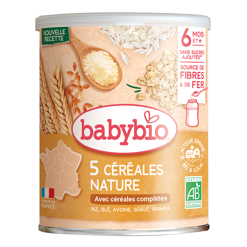 5 CÉRÉALES NATURE RIZ, BLÉ, AVOINE, SEIGLE, QUINOA 220 G