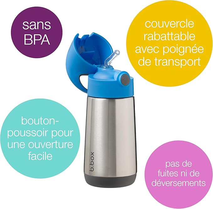 Gourde Isotherme 350ml - En acier inoxydable avec triple couche d'isolation