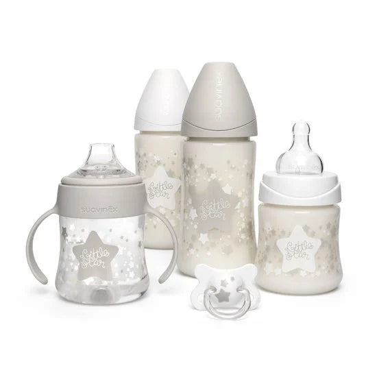 Coffret 4 Biberons + Sucette Little Star Blanc