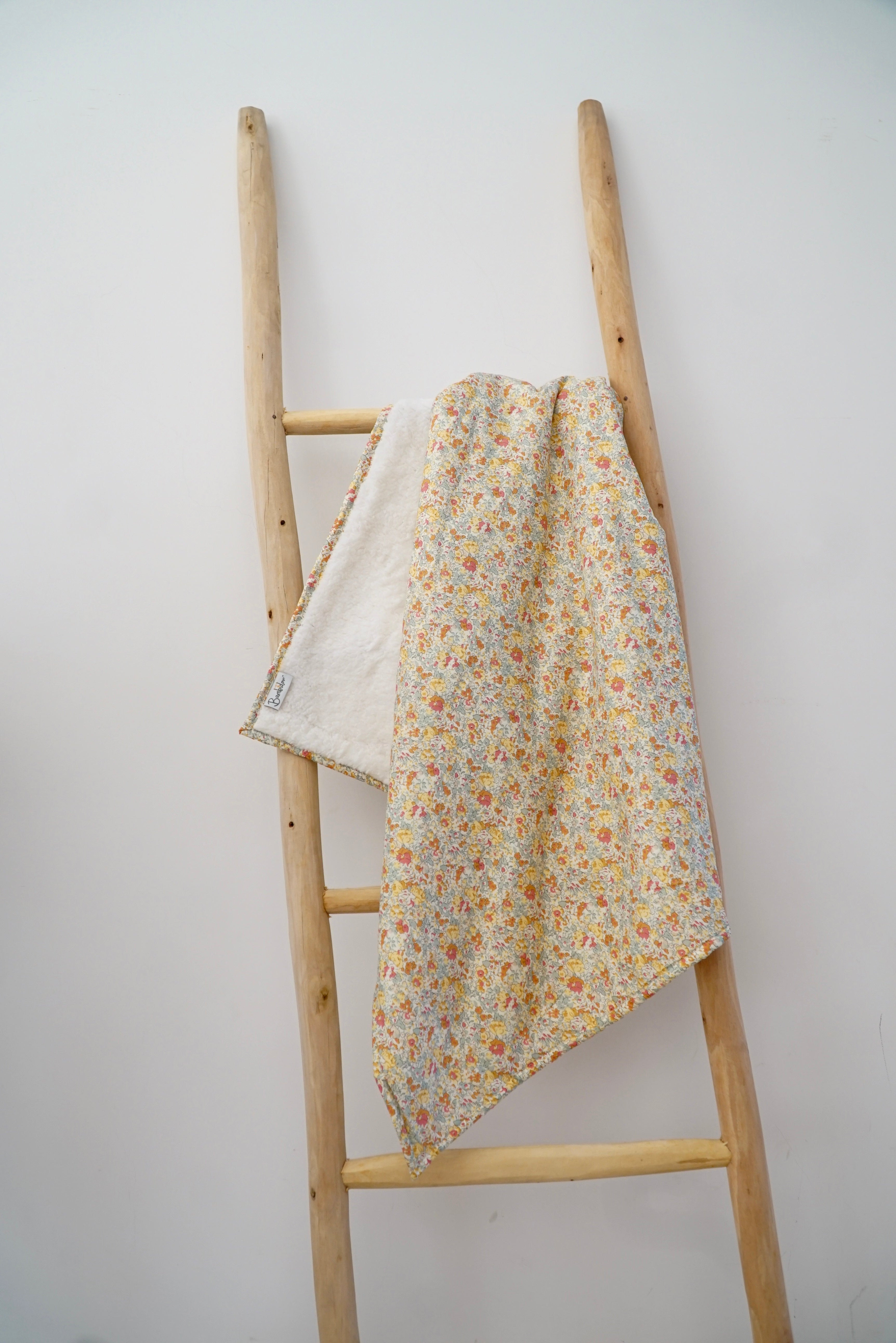 Couverture Liberty Aude Jaune 80x100 cm arrière Sherpa