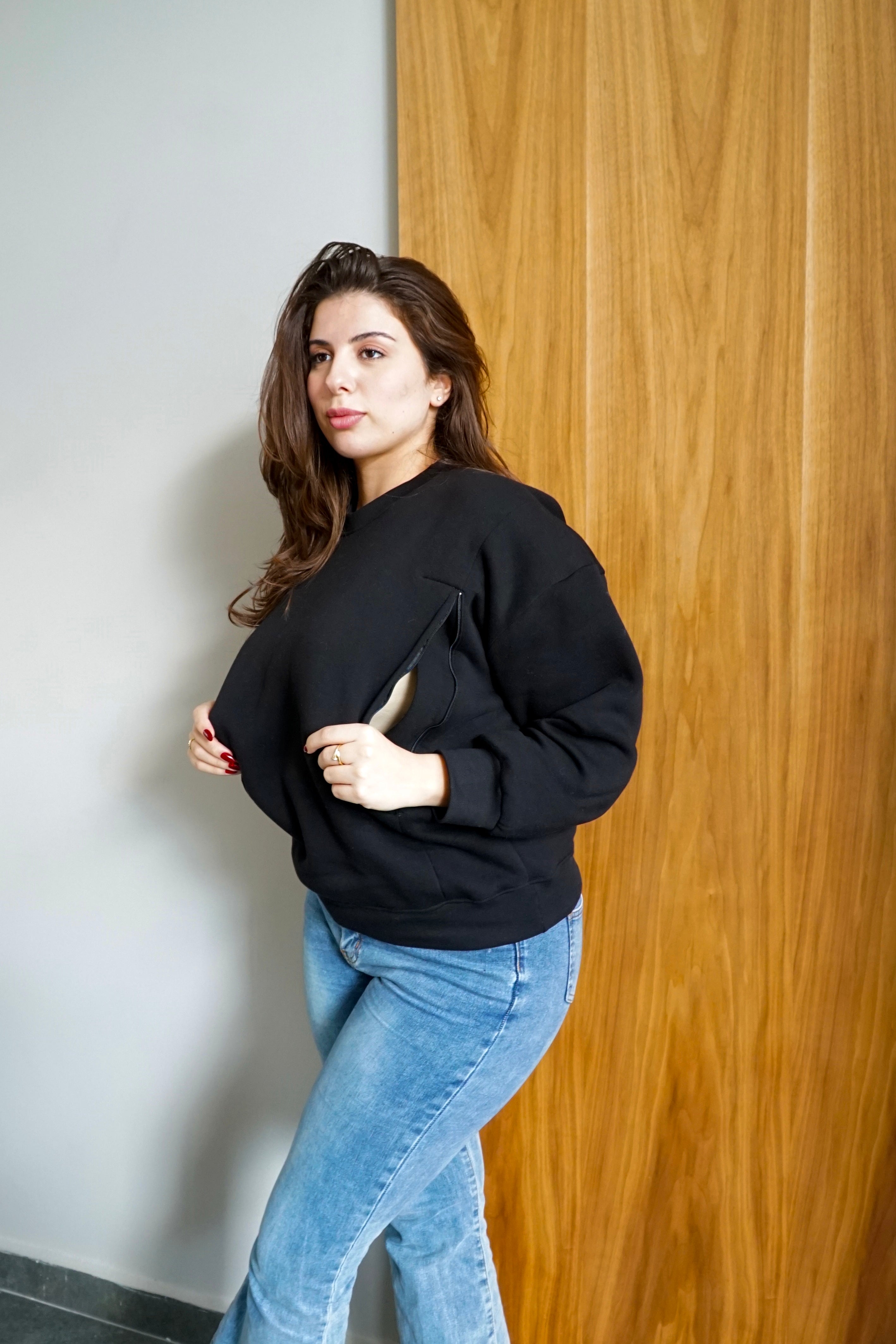 Sweat d'allaitement et grossesse Noir L