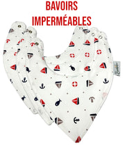 Pack 3 Bavoirs Bandana Imperméable Petits Bateaux