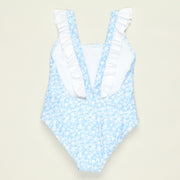 Maillot de bain 1 pièce - Bleu clair et blanc