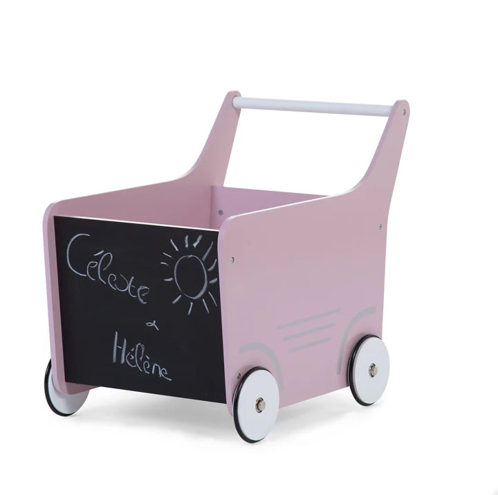 Chariot enfant bois rose