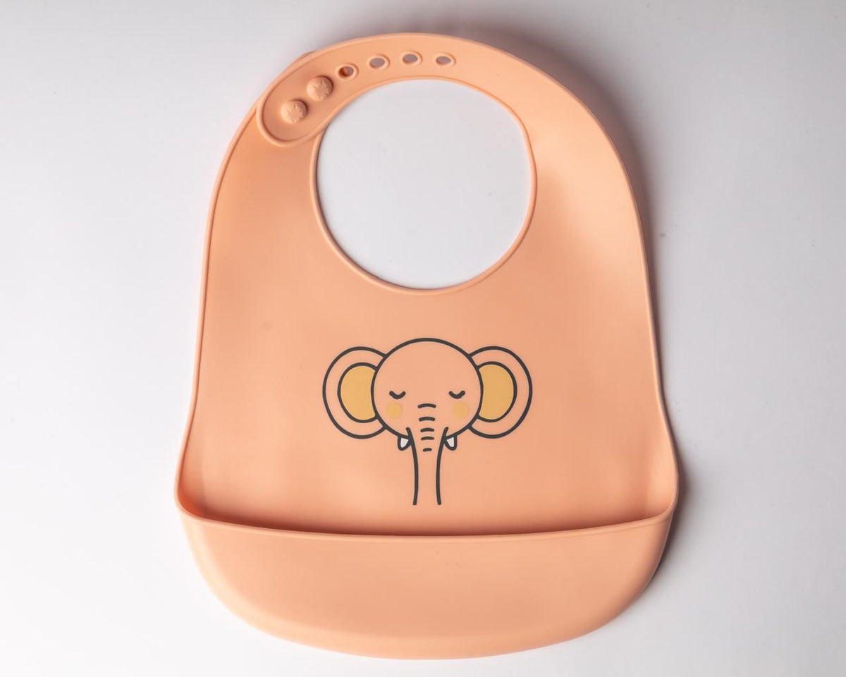 Bavoir en silicone avec poche Elephant