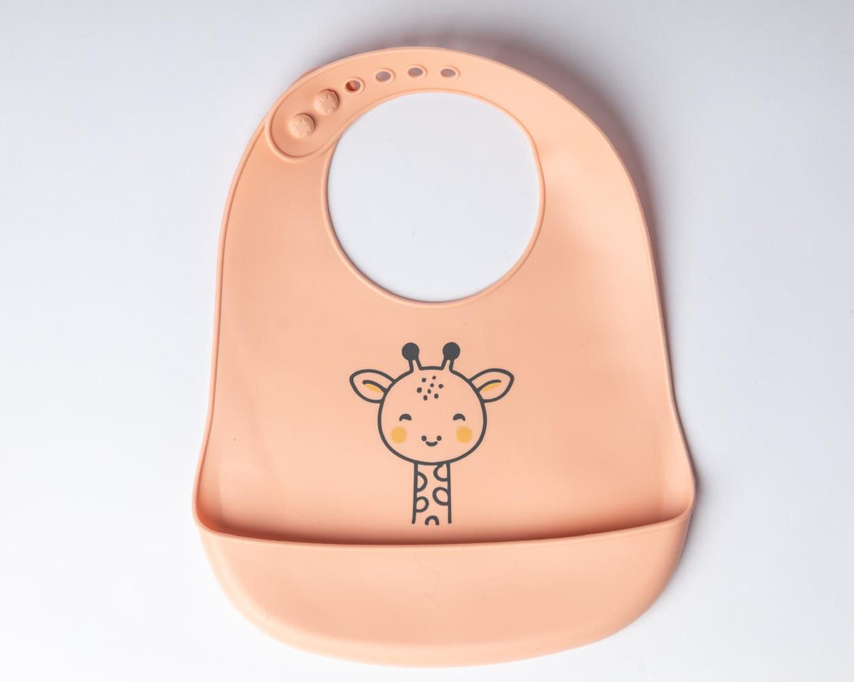 Bavoir en silicone avec poche Girafe