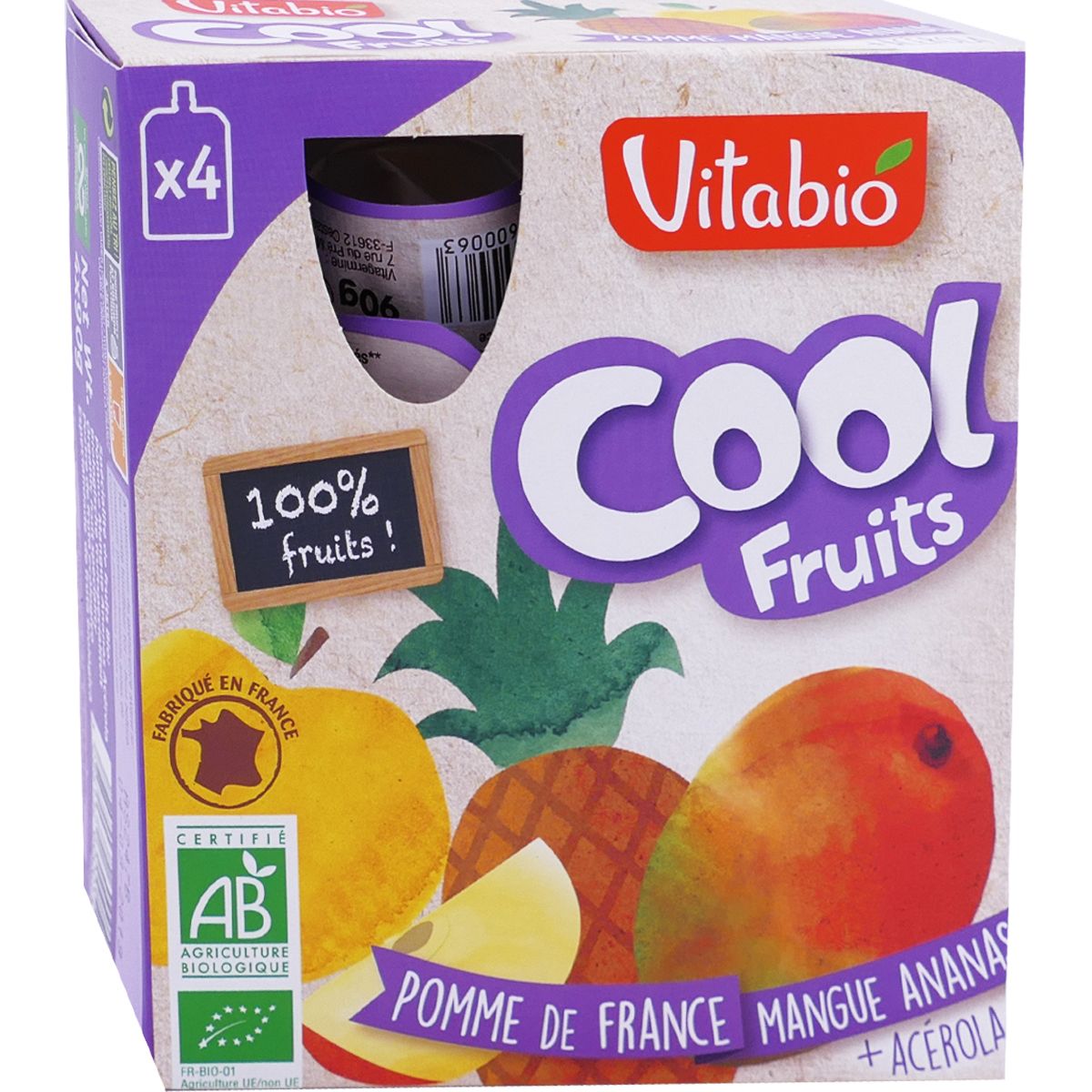 Vitabio Cool Fruits Pomme mangue ananas 90g