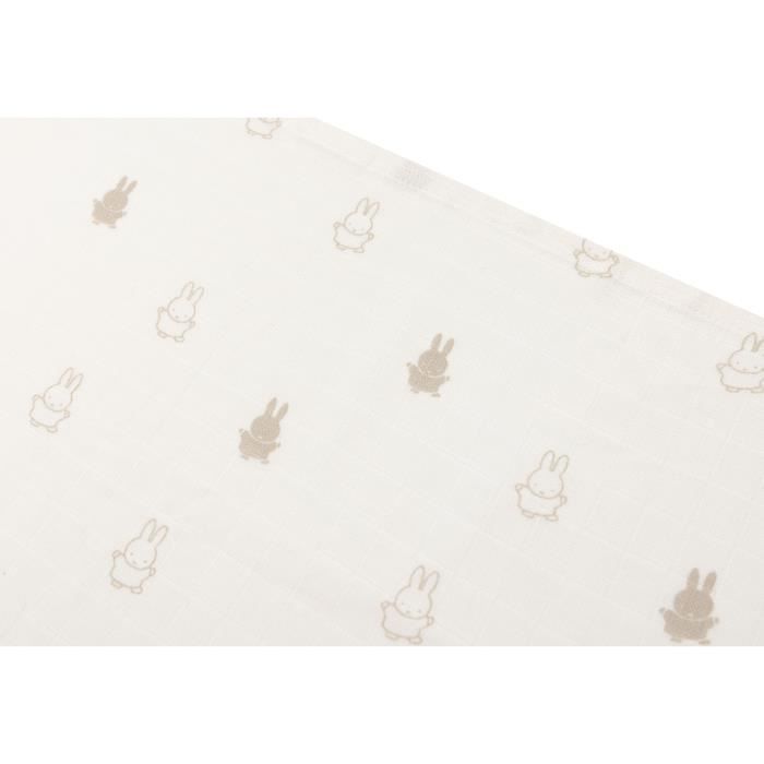 Lange Gaze de Coton Large 115x115cm Happy Miffy - Nougat - 2 Unités