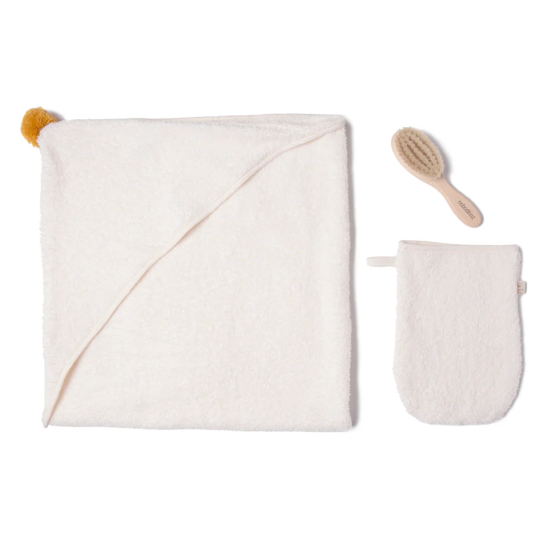 Set So Cute Baby (Cape de bain + Gant + Brosse) - Natural