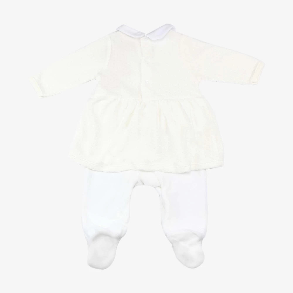 Pyjama Robe blanc en velours naissance Sophie la Girafe