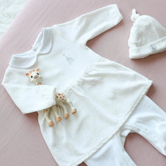 Pyjama Robe blanc en velours naissance Sophie la Girafe