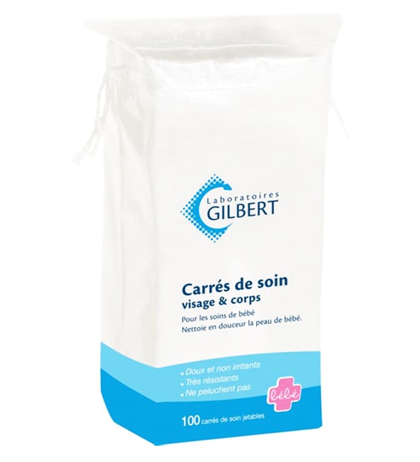 Carrés de soin (100 unités) de la marque Laboratoires Gilbert en vente chez Urban Baby à Rabat au Maroc