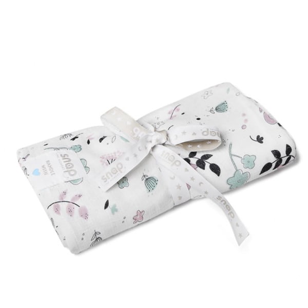 Lot de 3 musy-langes bébé en mousseline de coton blanc a motifs TWINKLE