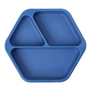 Assiette compartimentée avec couvercle en silicone - Indigo