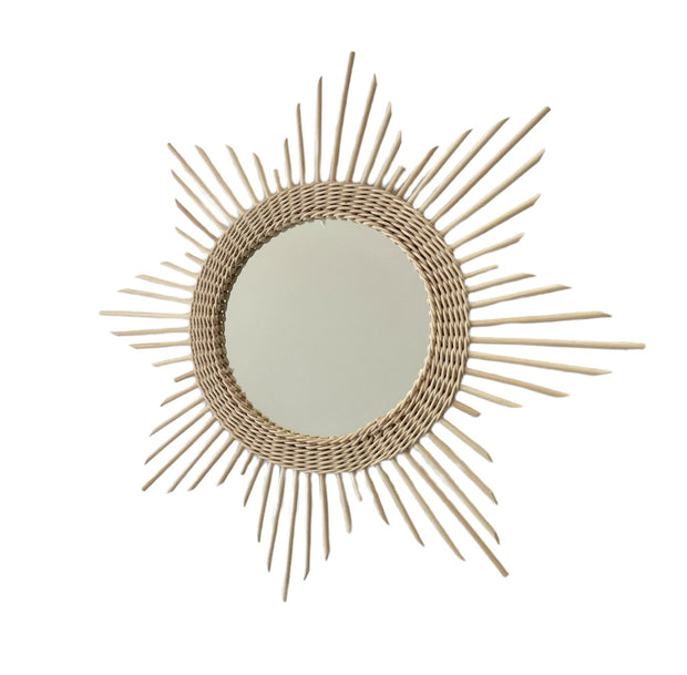 Miroir en rotin fleur